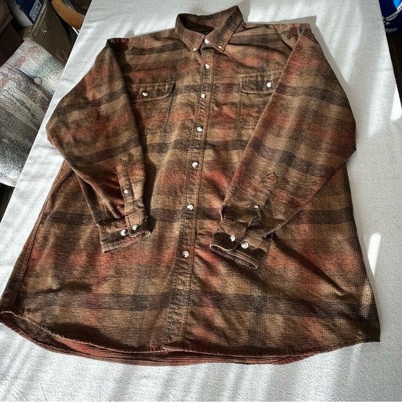 Red Head Brand Mens Brown Button Front Corduroy Casual Plaid -Size 2XLT - Picture 2 of 15